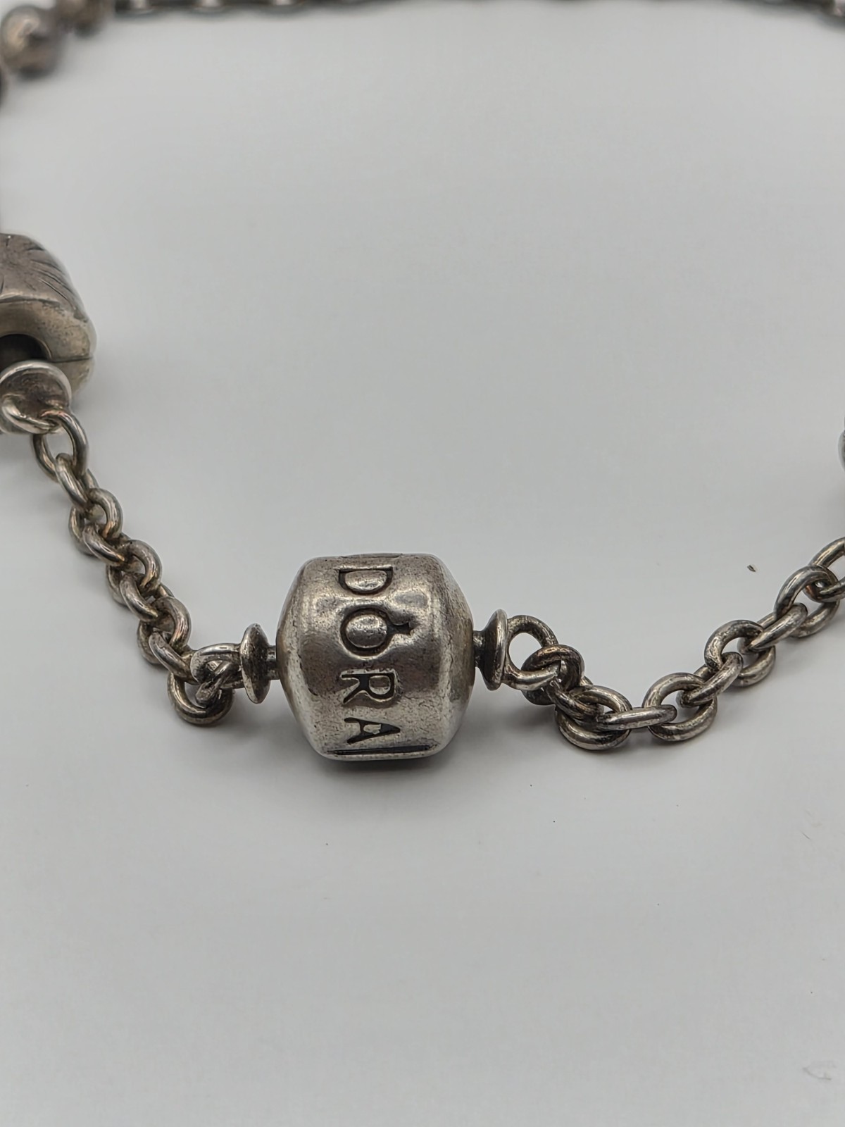 Vintage PANDORA Bracelet Rare Estate Jewelry Station Chain Design Marked PANDORA