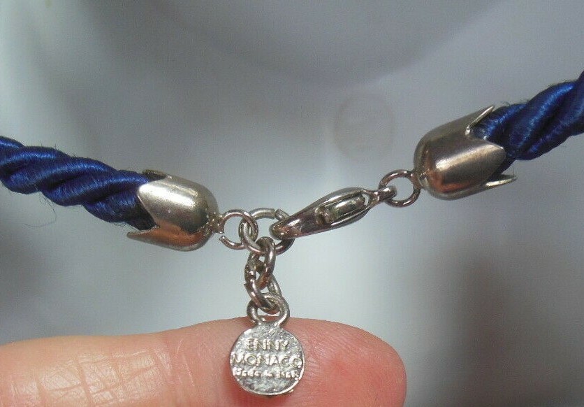 Vintage Signed Enny Monaco Blue Pendant Necklace 17.5″ Made in Italy