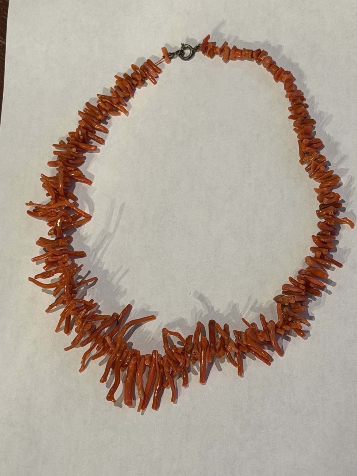 Vintage Genuine Branch Coral Necklace Strand 17” Silver Clasp