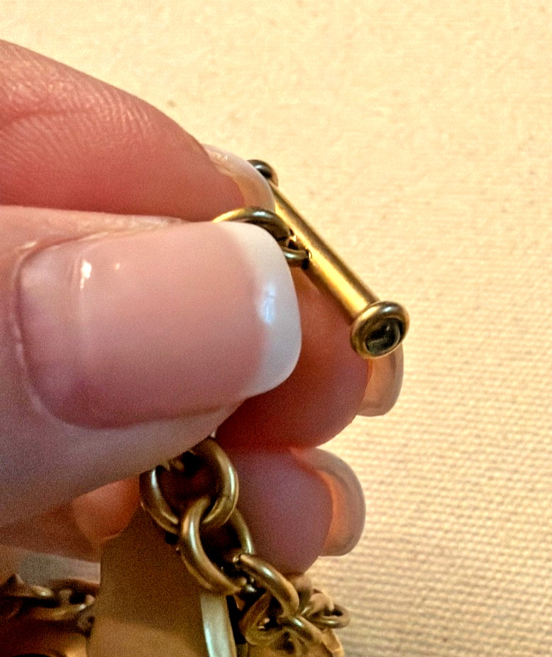 Vintage Lauren Ralph Lauren Gold Tone Cabochon Charm Bracelet W/ Toggle Closure