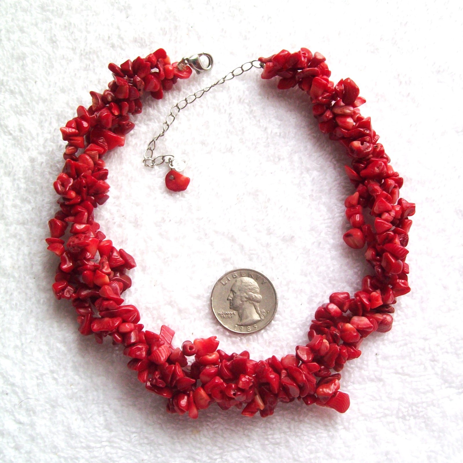 Vintage Henry Designs (H.D.N.Y) Natural Red Coral Triple Strand Necklace