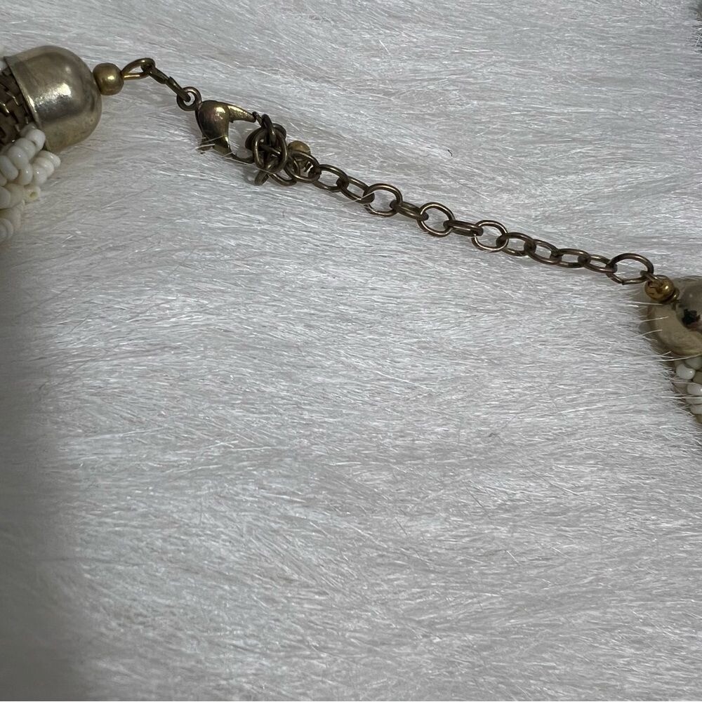 Vintage Ivory and gold beaded rope statement necklace/choker