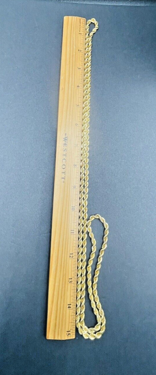 Vintage Gold Tone Metal Rope Chain Necklace High Quality 41″ Unsigned