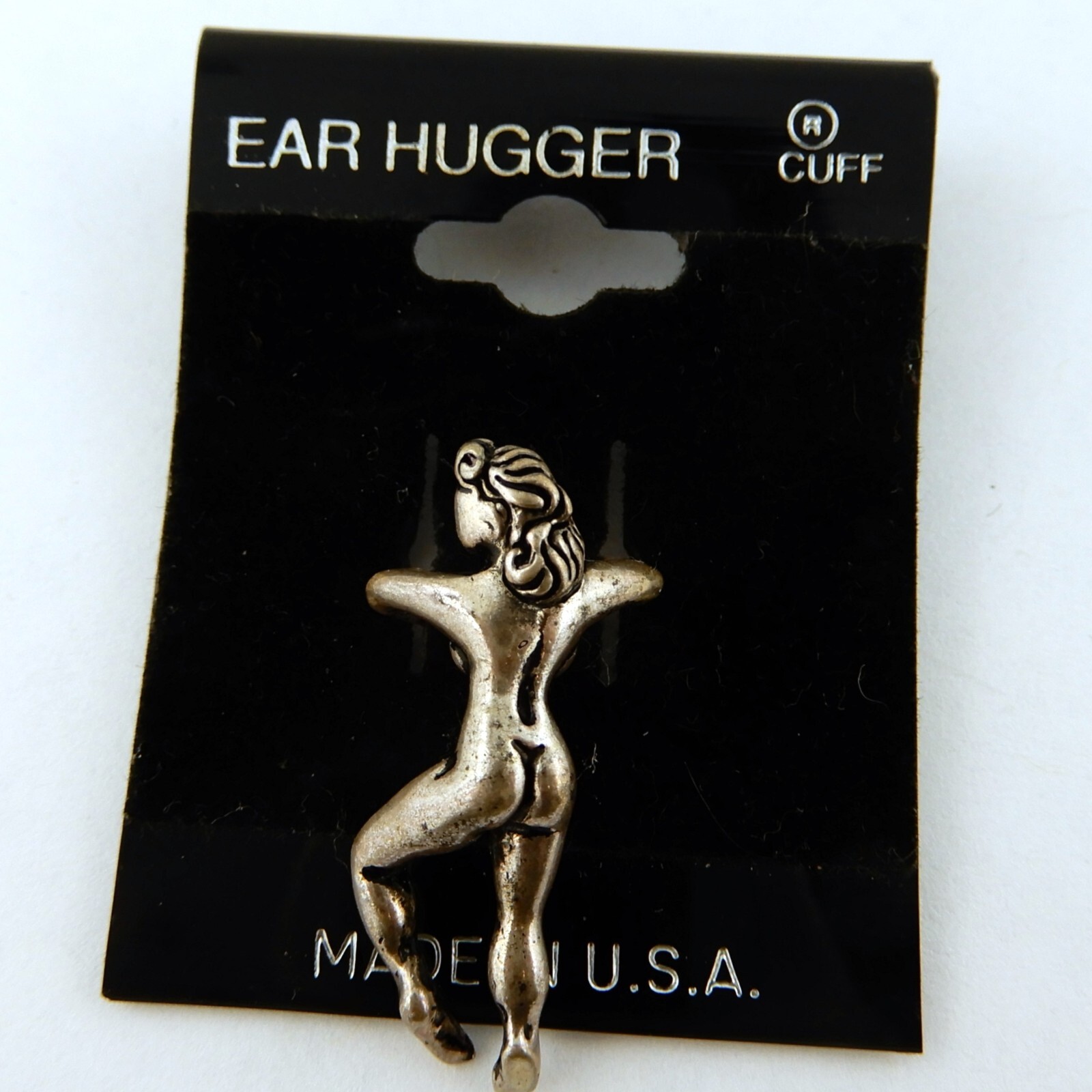 Vintage Pewter or Gold Nude Lady 3D Earhugger earring, ear cuff