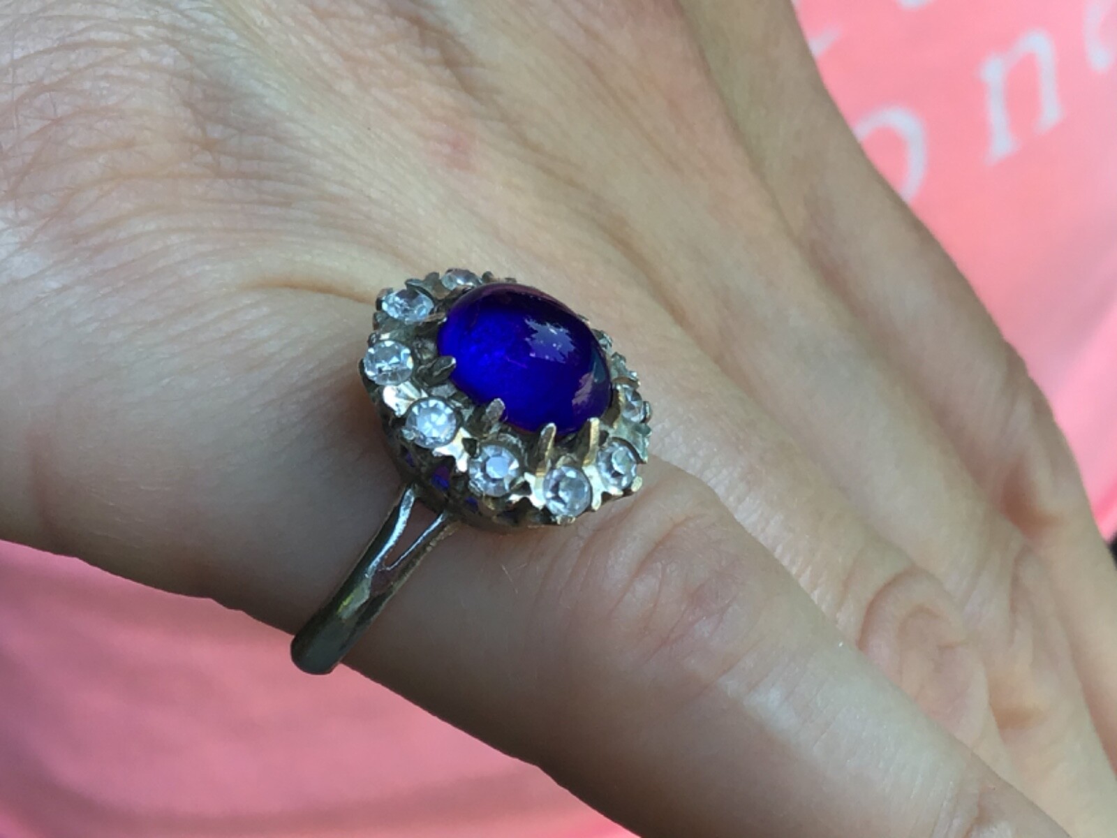 Vintage Sterling Silver 925 Ring With Blue Sapphire and 10 Cz’s Size 6, Weight 4