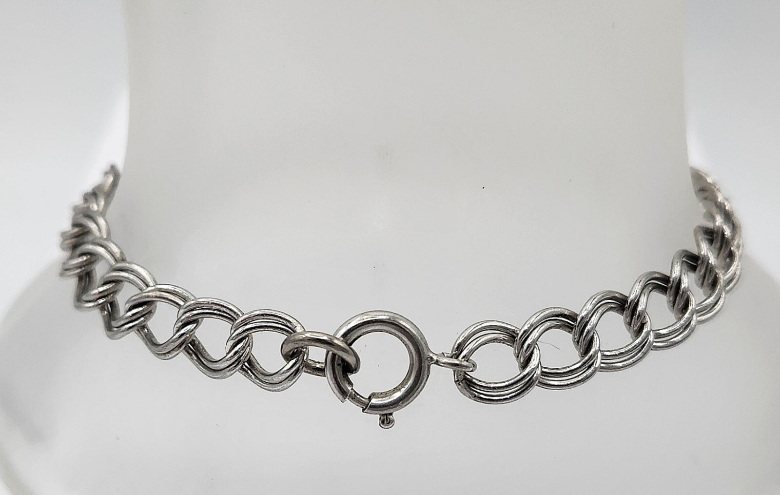 Vintage Danecraft Sterling Silver Double Link Starter Charm Bracelet 7 & 3/4″