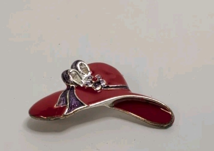 Enamel Red Hat Pin Vintage
