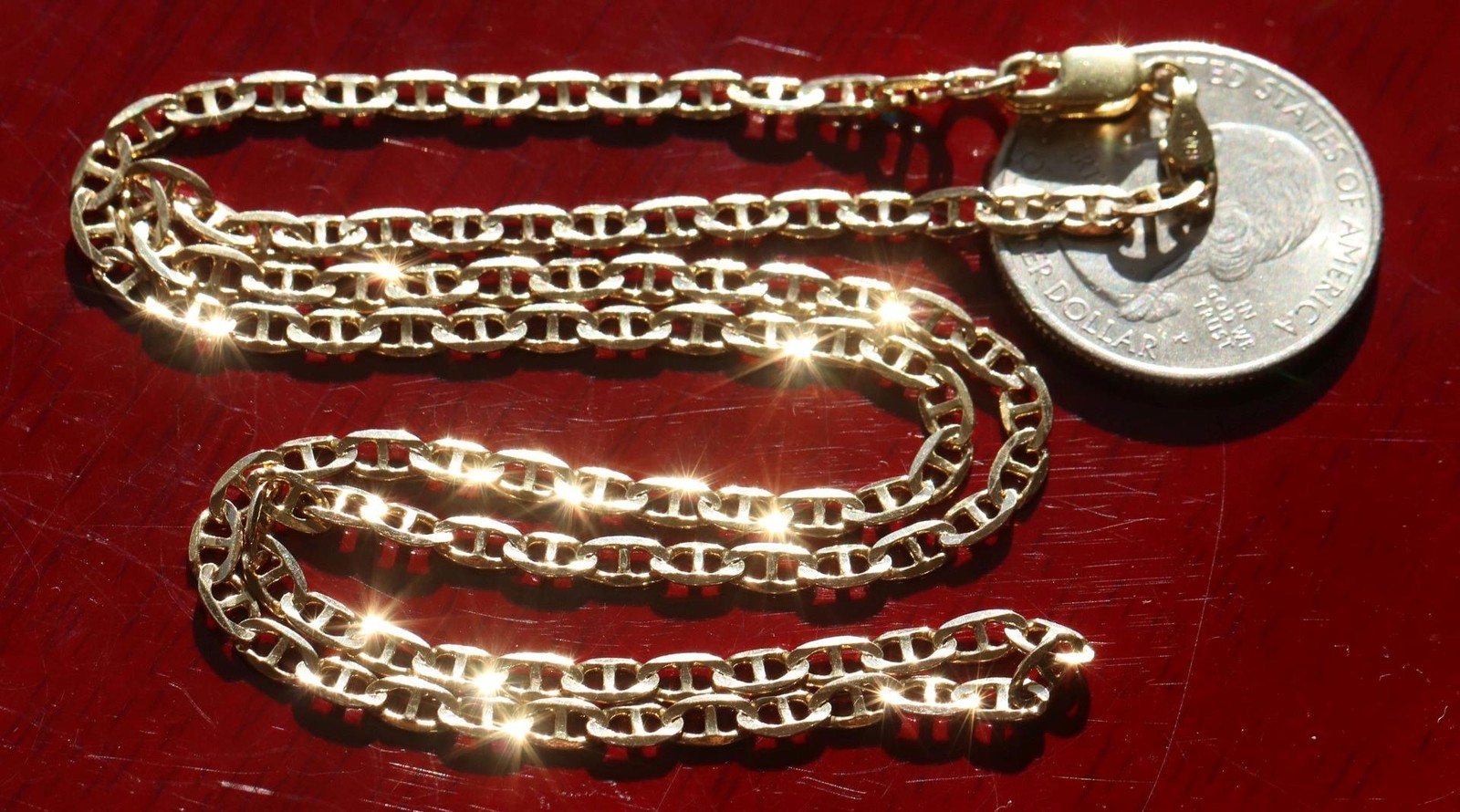 14k yellow gold necklace 19.5″ anchor / mariner link chain vintage 7.67gr N3502