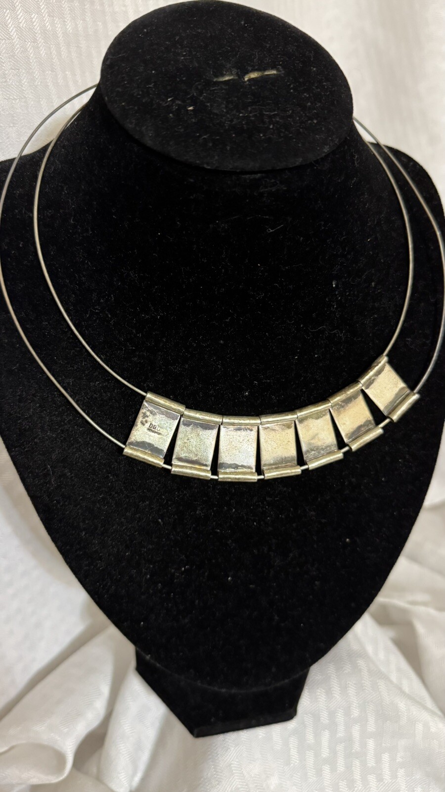 DOMINIQUE DINOUART DDD MEXICO STERLING SILVER NECK WIRE COLLAR HAMMERED SLIDES