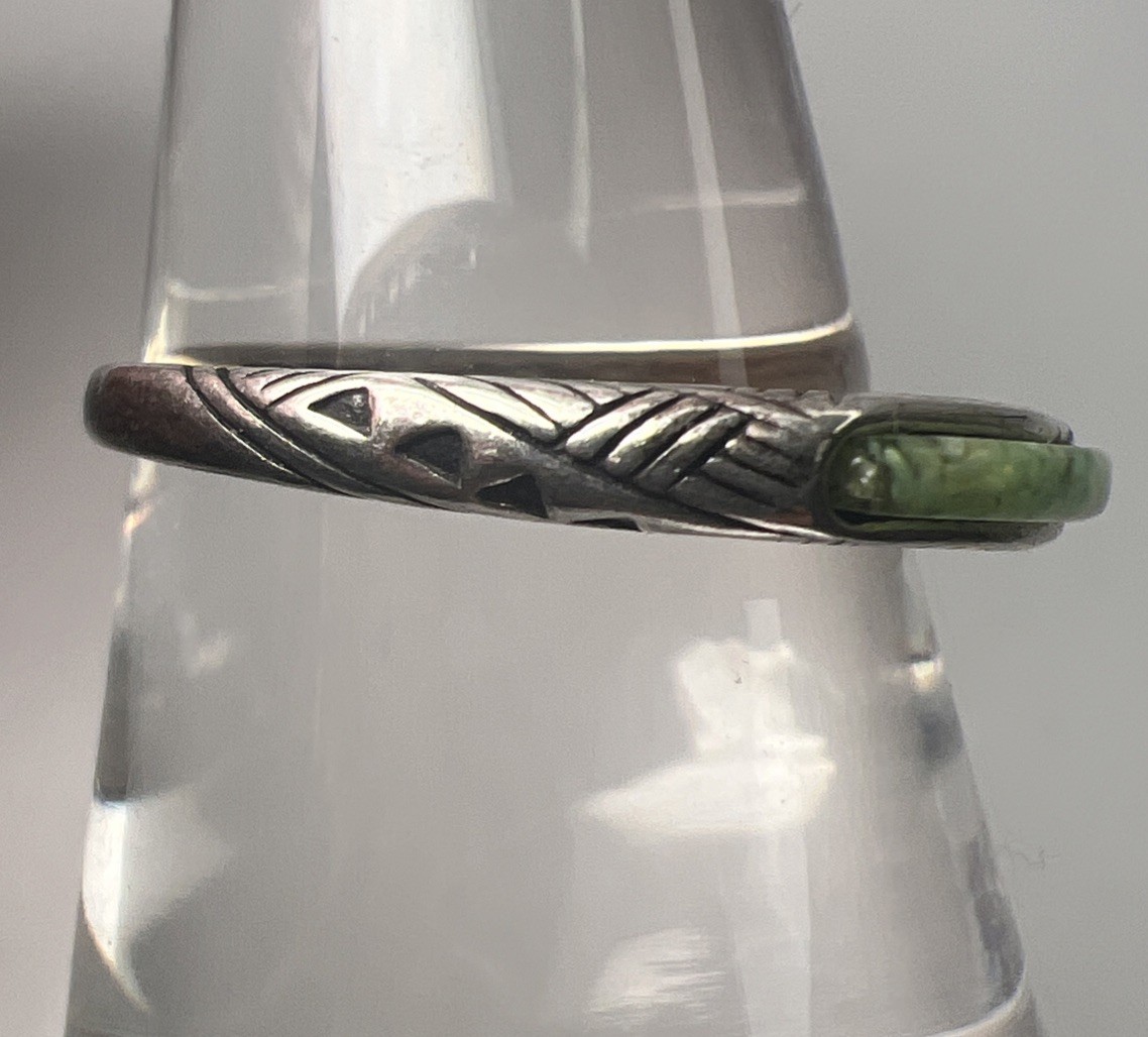 Carolyn Pollack 925 Sterling Silver Etch Green Turquoise Stack Ring Sz 8.5