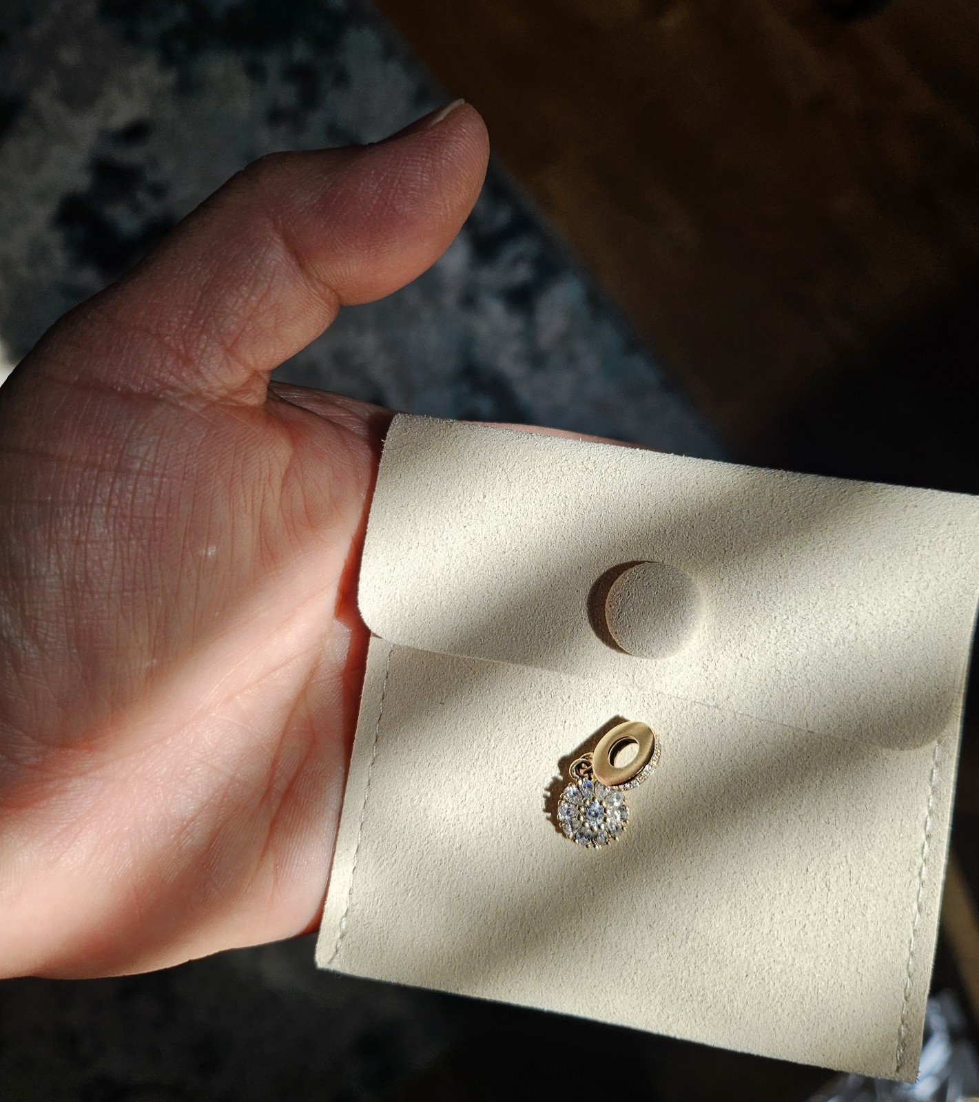 Pandora 14k Solid Y. Gold CZ Embellished Floral Drop Dangle Charm Retired 🌼