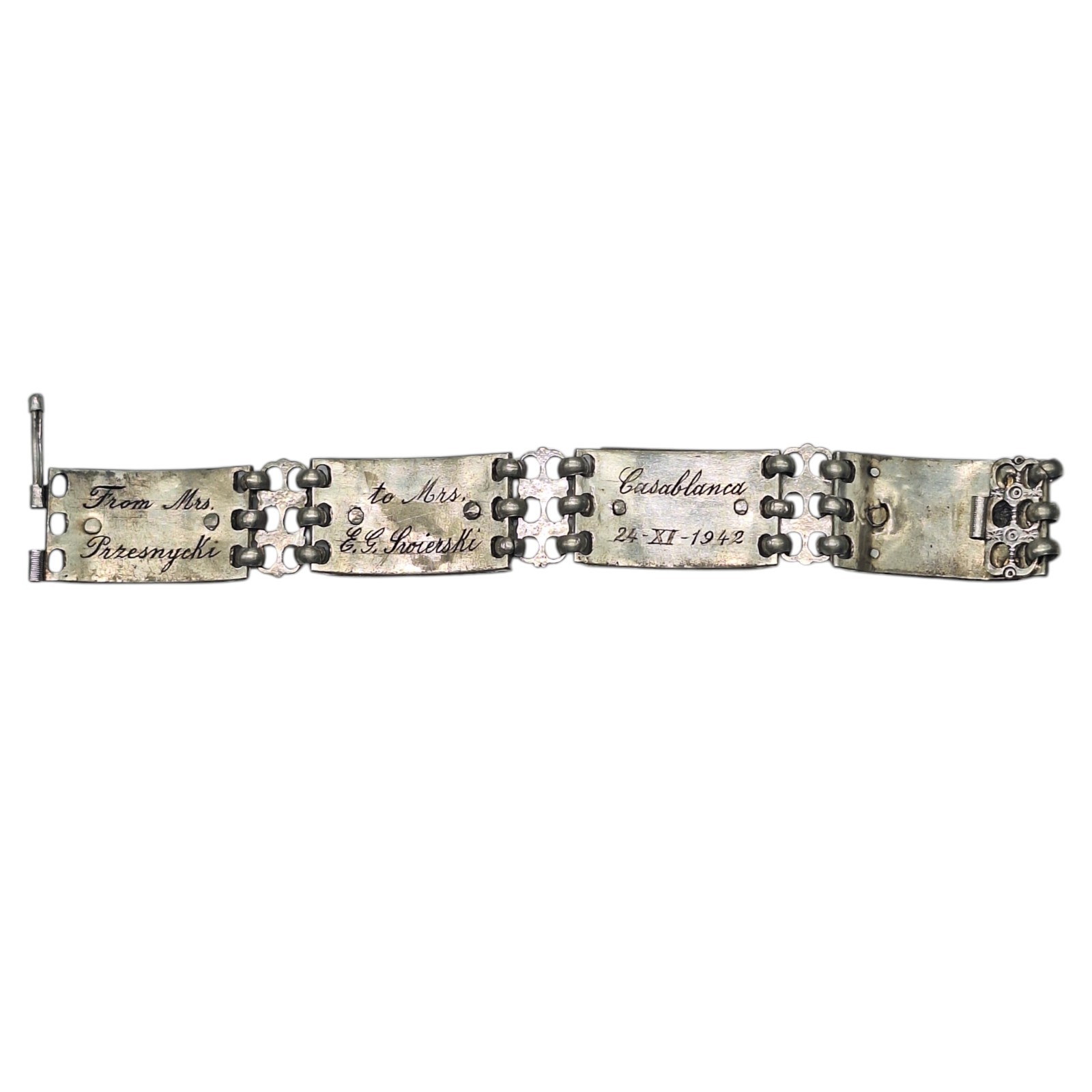 1942 WWII Operation Torch Casablanca Morocco Riveted Mixed Metal Gold Bracelet