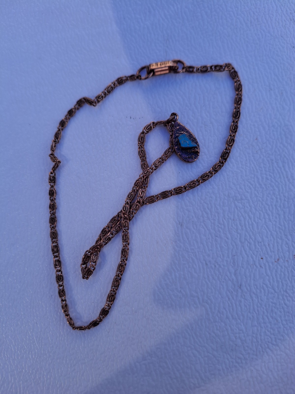 Vintage 1970’s Southwestern Bell Trading Post Copper & Turquoise Necklace