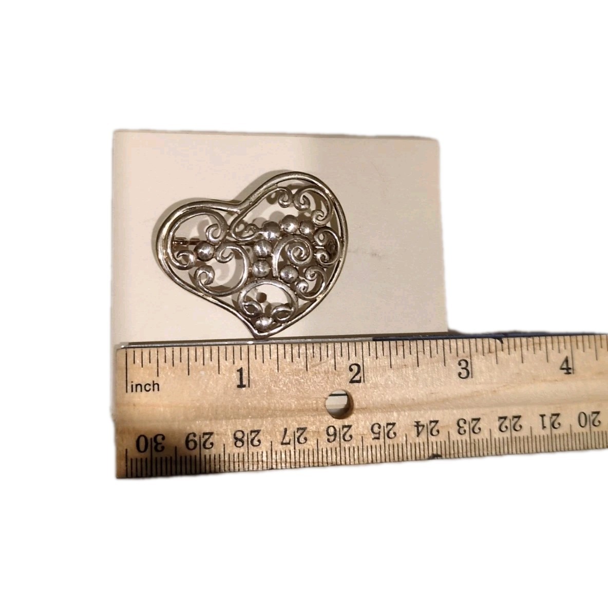 Coldwater Creek 925 OPEN HEART SCROLL STERLING SILVER BROOCH PIN