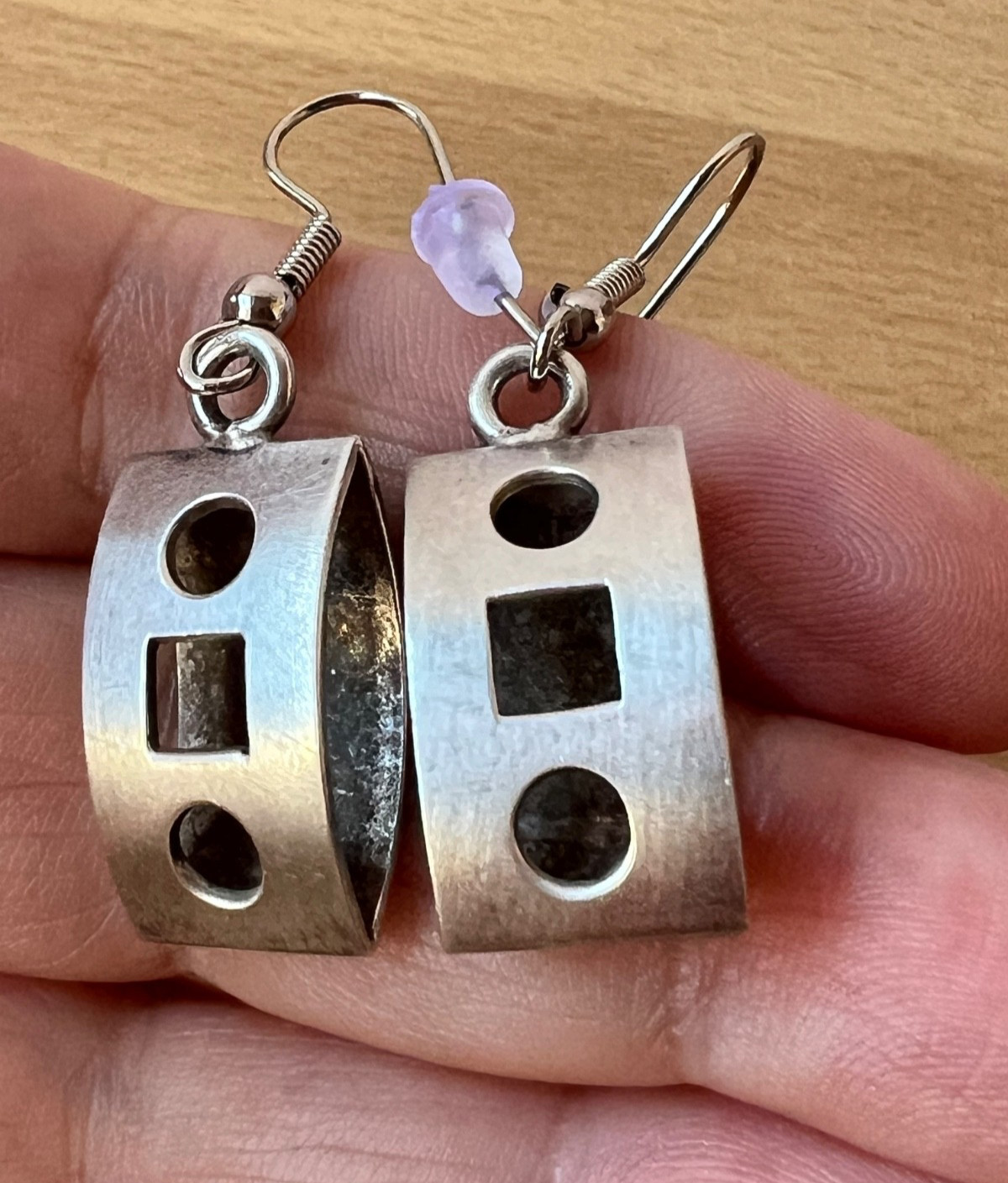 VINTAGE DESIGNER FORBES 925 STERLING SLVER GEOMETRIC DANGLE DROP EARRINGS UNIQUE