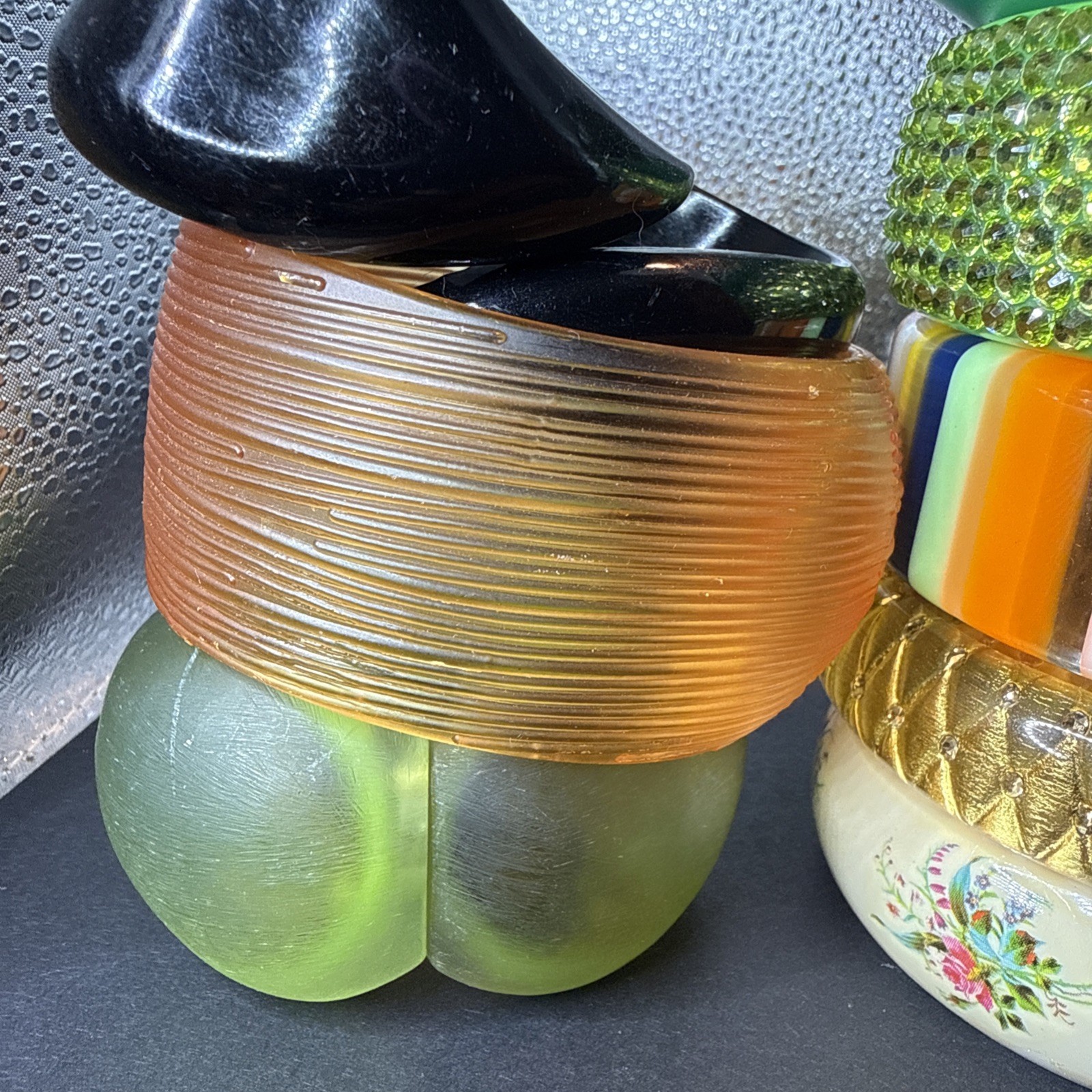 Vintage 12 Celluloid & Lucite Plastic Bracelets Variety Collection