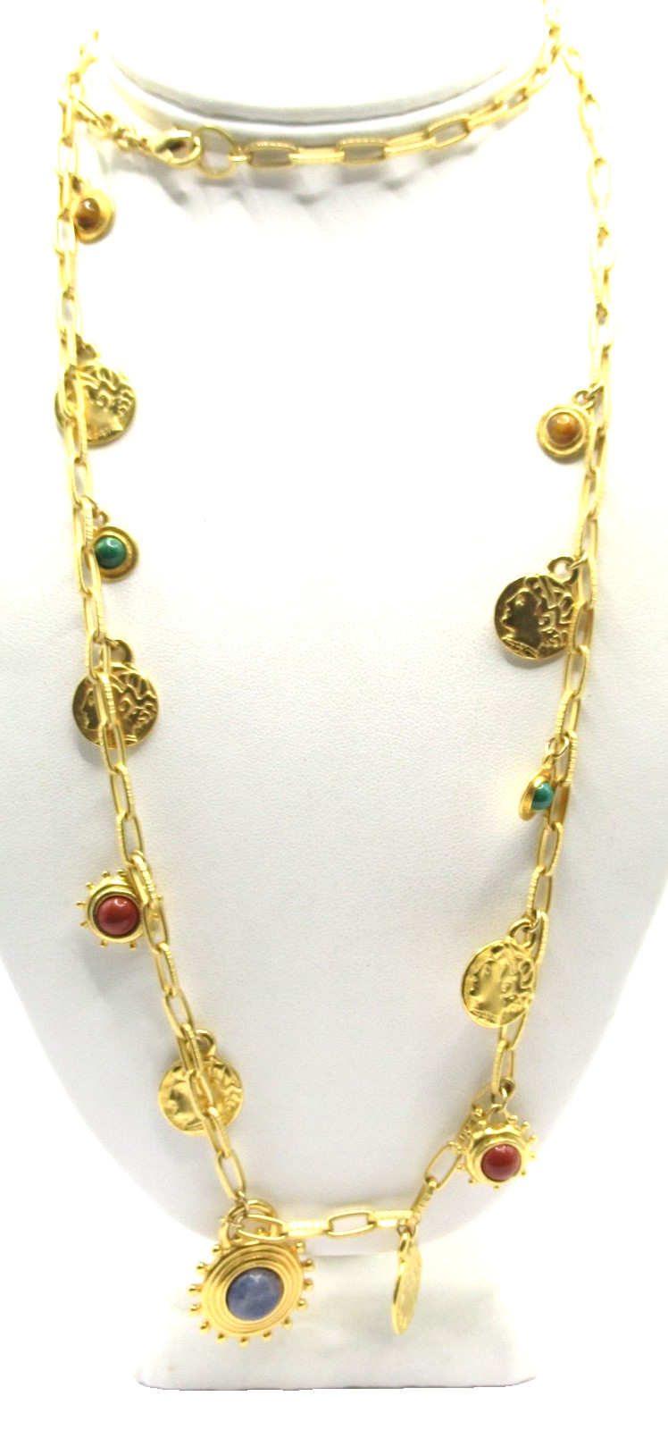 Robert Rose Gold Tone Faux Charms and Colorful 13 Charm Necklace Vintage