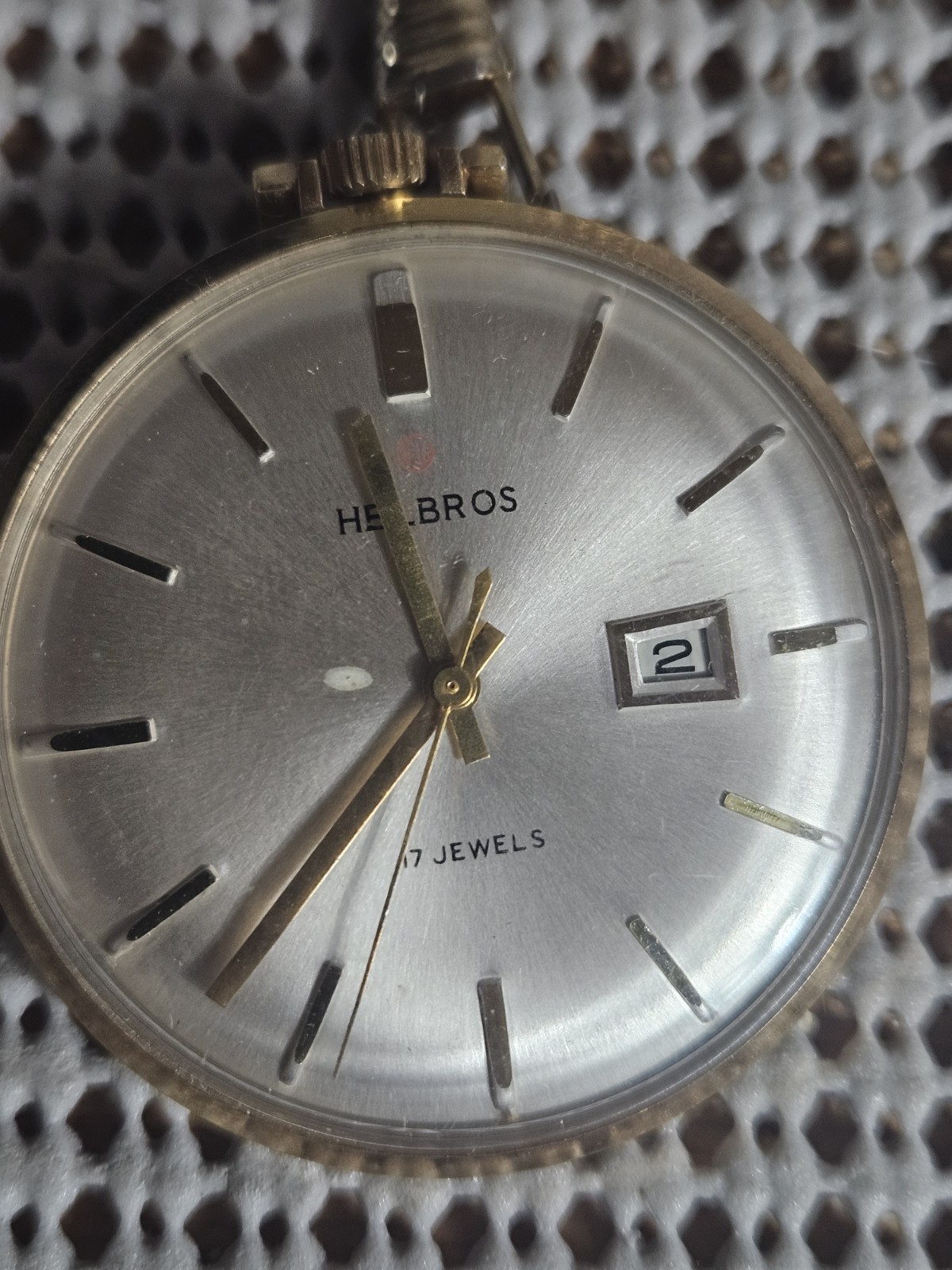 Vintage Helbros 17 Jewels Gold Plated Manual Wind Pocket Watch