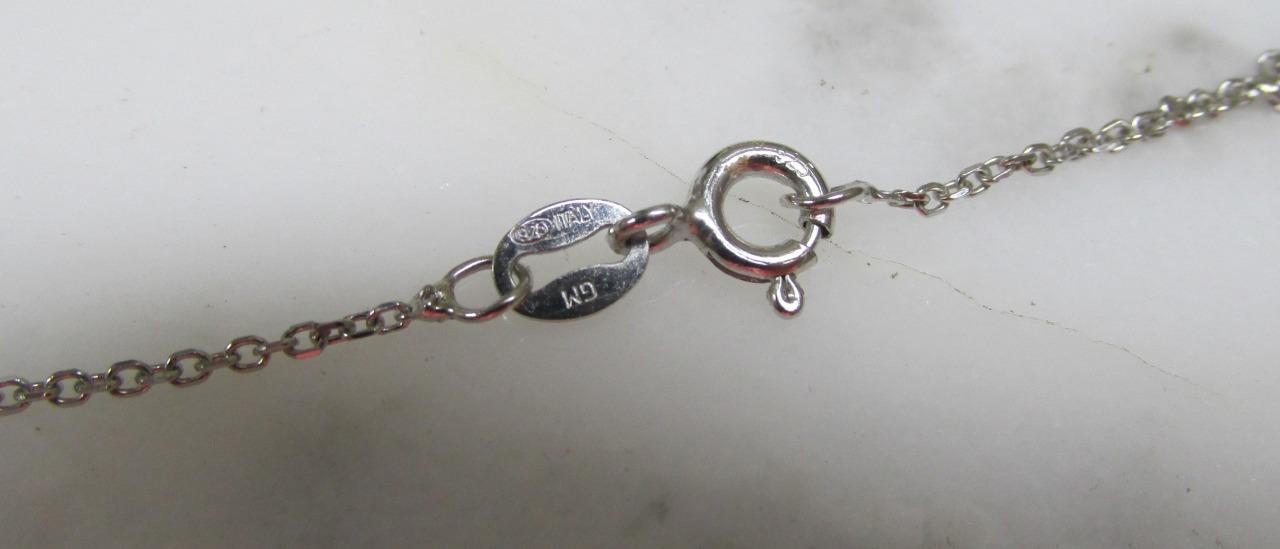 Sterling Silver Opal & Blue Stone Pendant w/ 18″ Sterling Chain ~ 3.6g ~ 10-C763