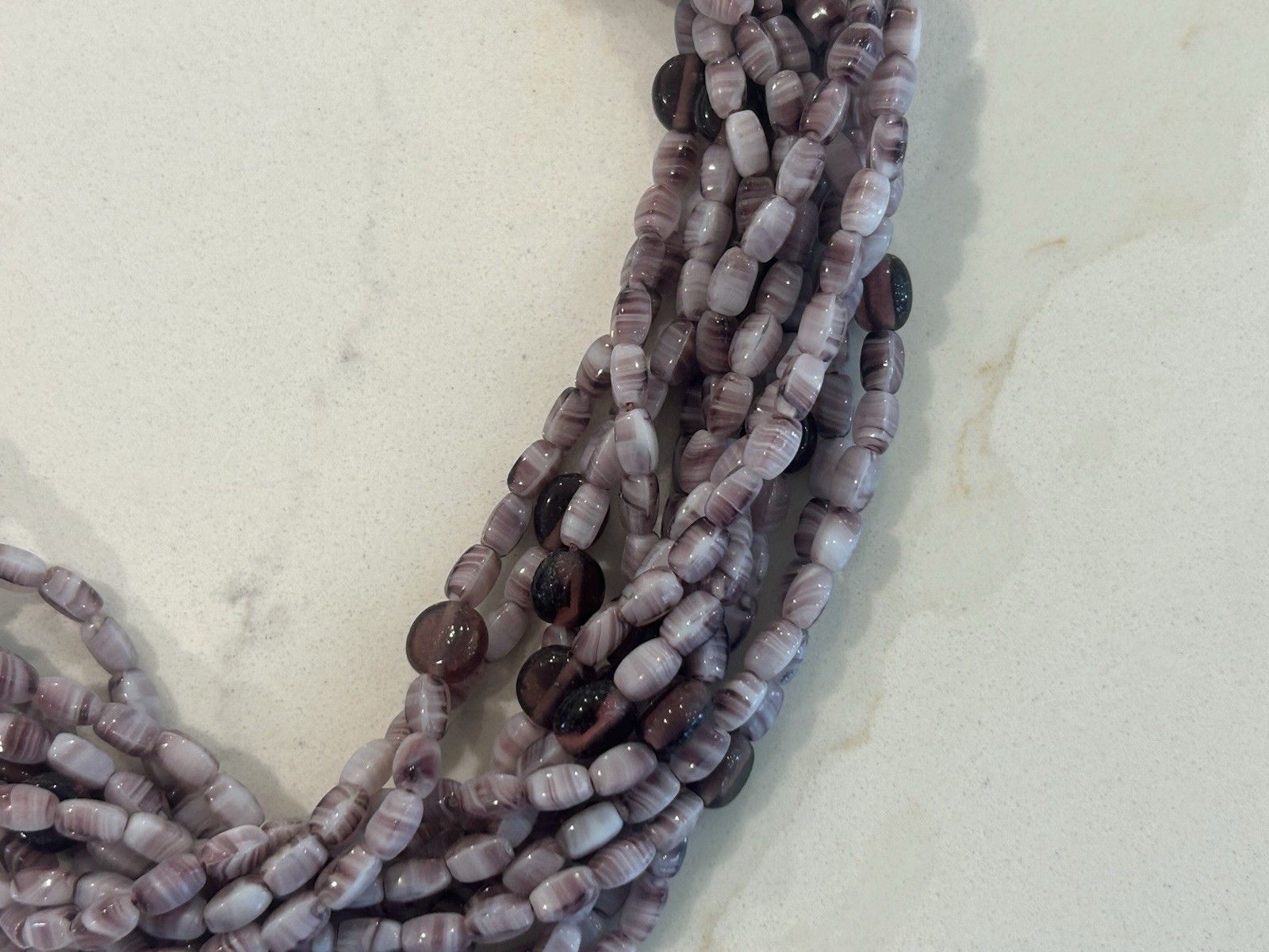 Vintage Ciner Torsade Necklace Amethyst Purple Glass Bead Sculptural Gold Clasp