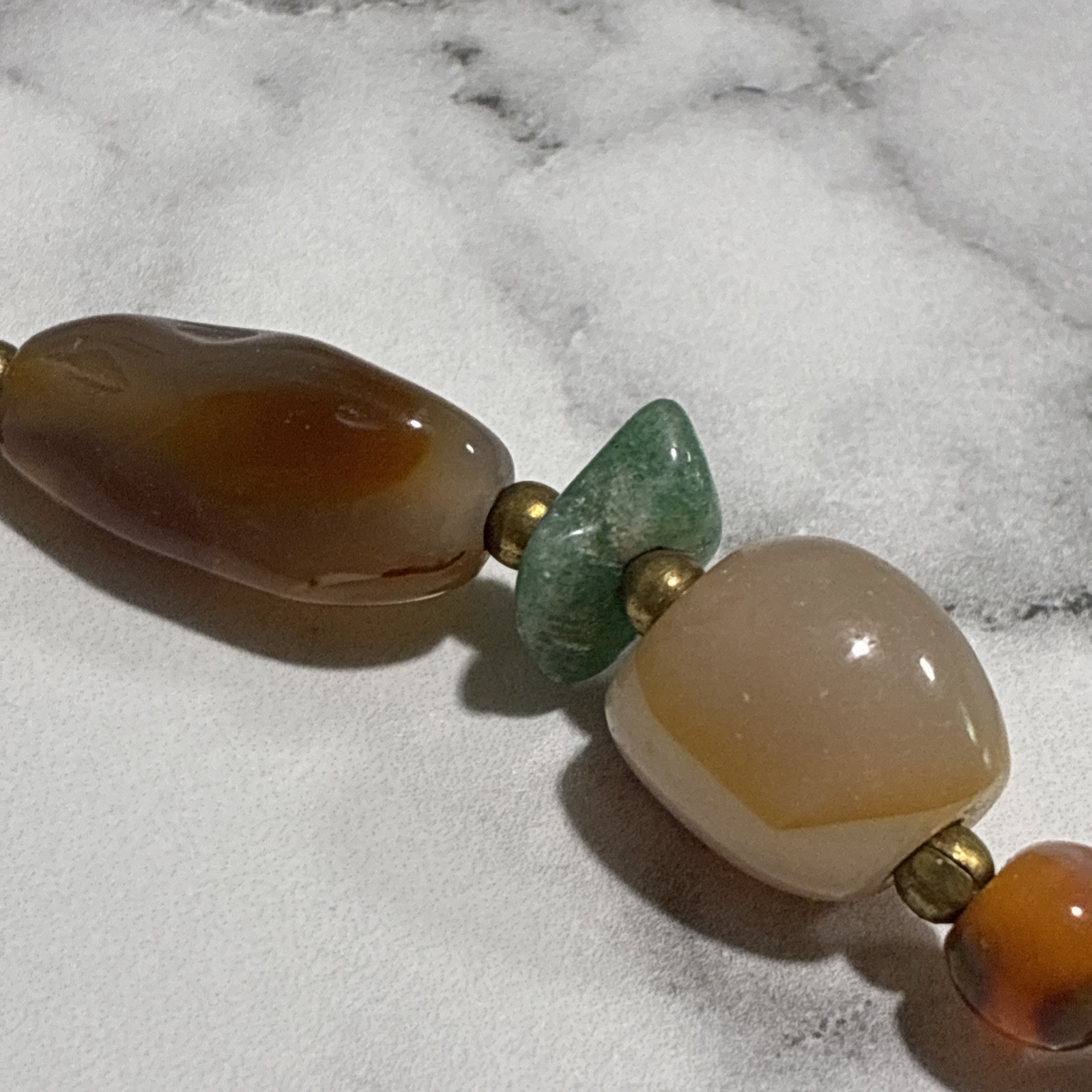 Estate Vtg. Semi Precious Stones, Different Sizes, Shapes, Colors Barrel Clasp ￼