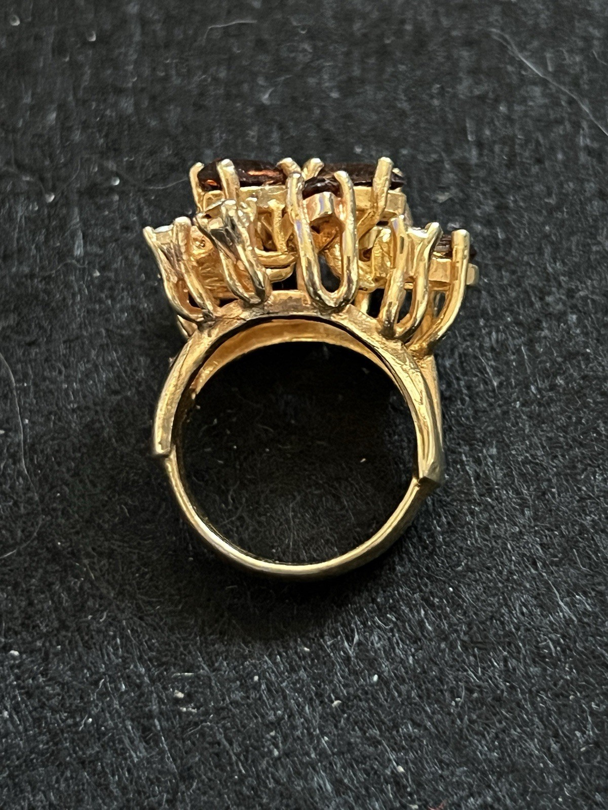 Vintage Topaz & Clear Austrian Crystal Cocktail Ring 18k Gold HGE Size 5 / 10g!