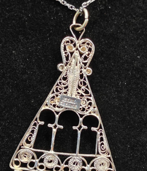 Vintage Yemeni Necklace Ethnic Chandelier Filigree Israeli Silver 925 Oriental