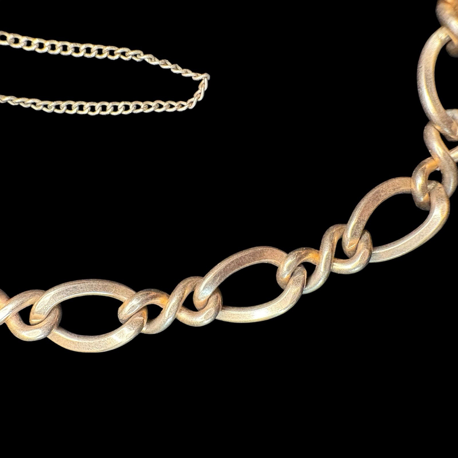 Vintage 1/20 12K GF Link Charm Bracelet Safety Chain Automade SZ 7 1/4