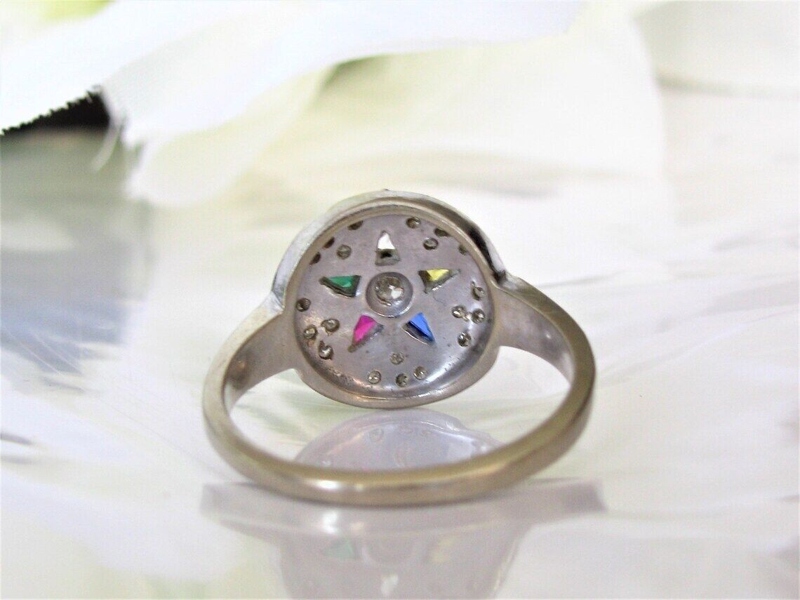 3/4 CTW Multi Shaped CZ & Round Art Deco Estern Star Wedding Ring In 925 Silver