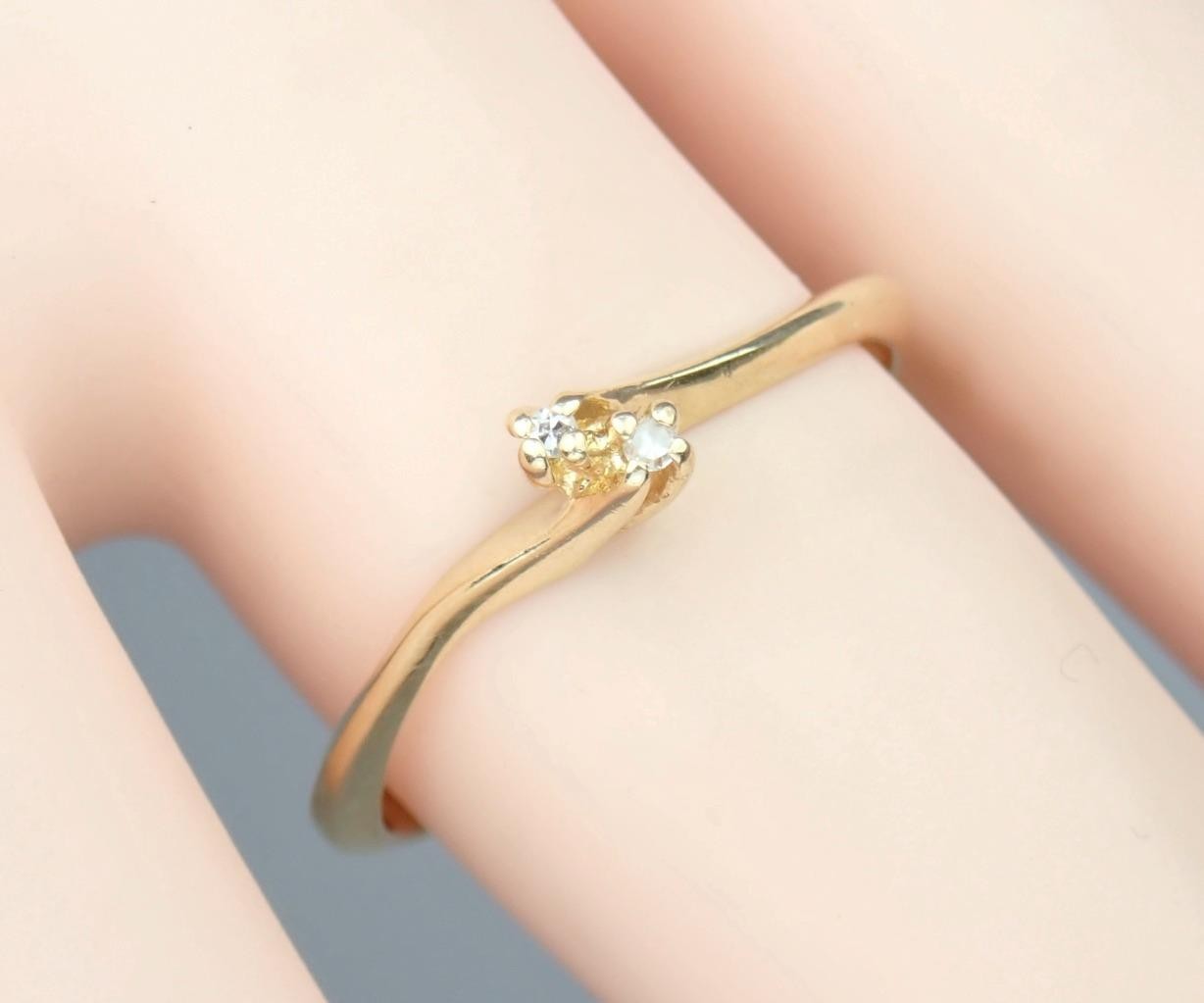 Dainty Vintage Estate Solid 14K Gold SAMUEL AARON Diamond Toi Et Moi Ring NY 6.5