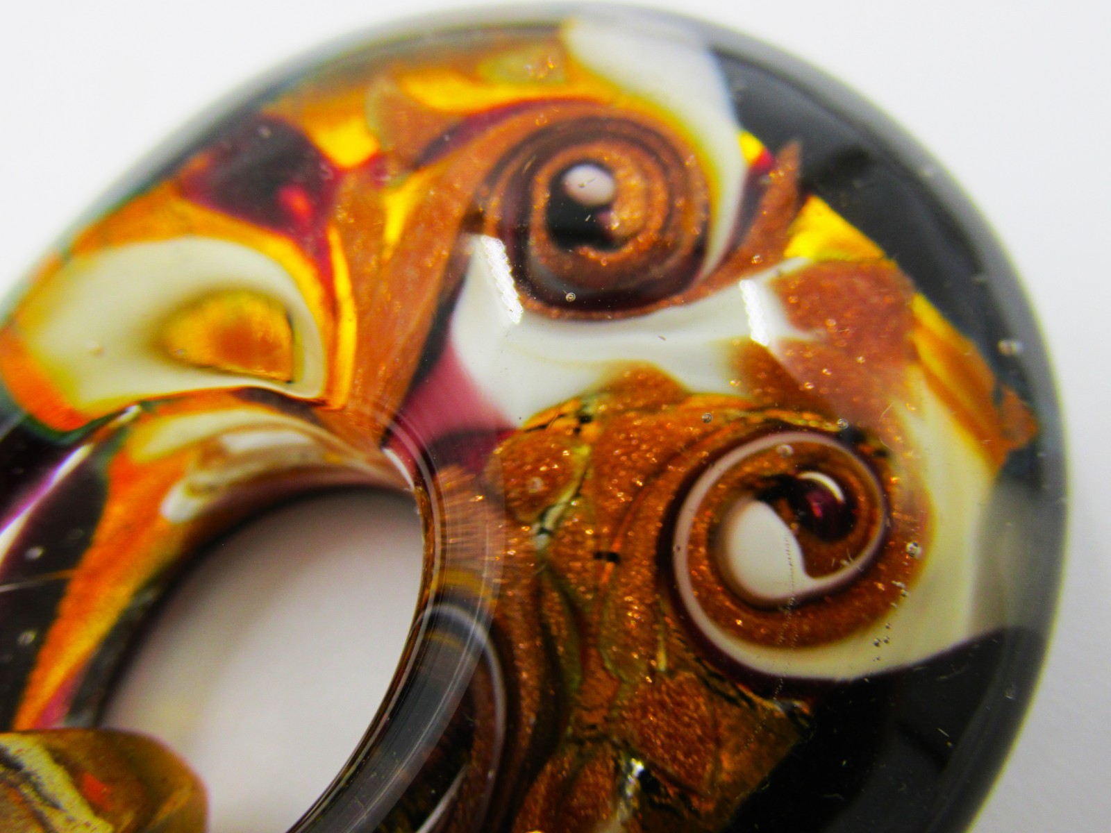 Murano Glass Open Teardrop Multi Colored Pendant Gold Plated Bail Signed