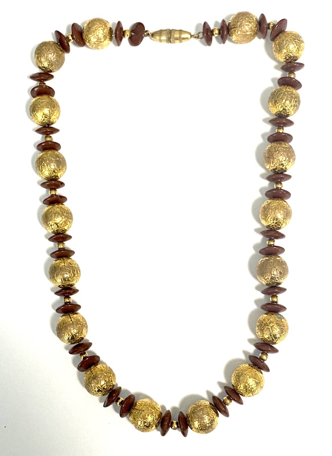 VTG CZECH Art Deco Gold Foiled Glass & Glass Spacers NECKLACE
