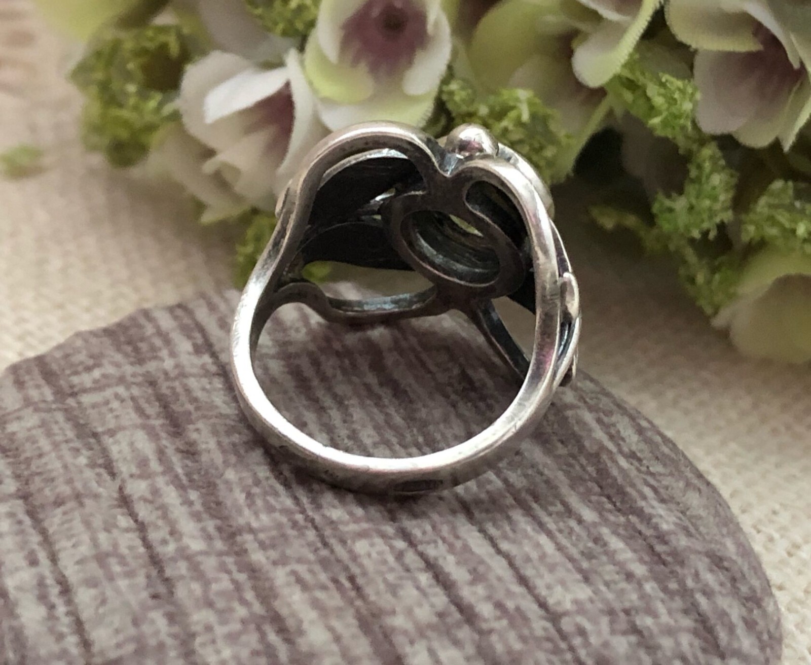 Cute Estate Jewelry Vintage Ring Soviet Silver 875 Rock Crystal Size 7.75 USSR