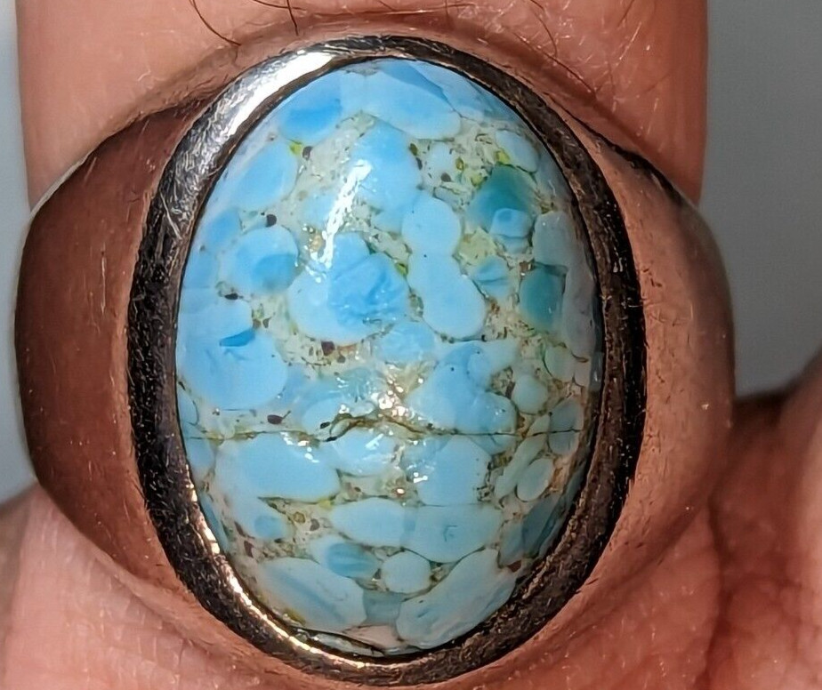 VINTAGE BLUE STONE STERLING SILVER RING SIZE 11 SIGNED RCD 925 MEX