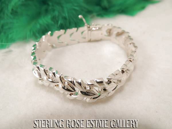 Sterling Silver 0.925 Estate WIDE 7 1/2″ x 1/2″ BRACELET w TONGUE GROOVE CLOSURE