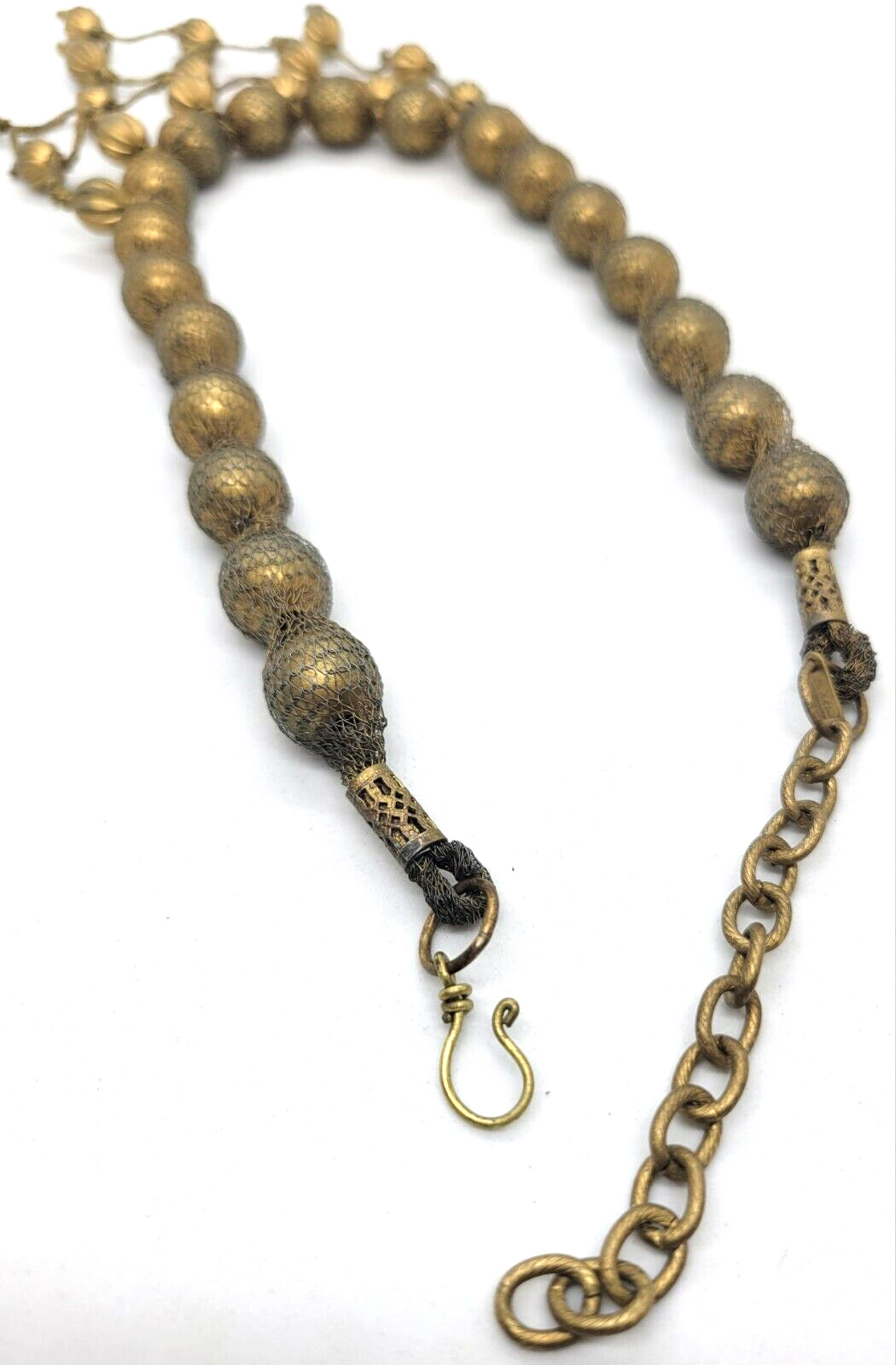 Sarah Cavender Metalworks Necklace Wire Knit Wrapped Bead Draped Tassel Chain