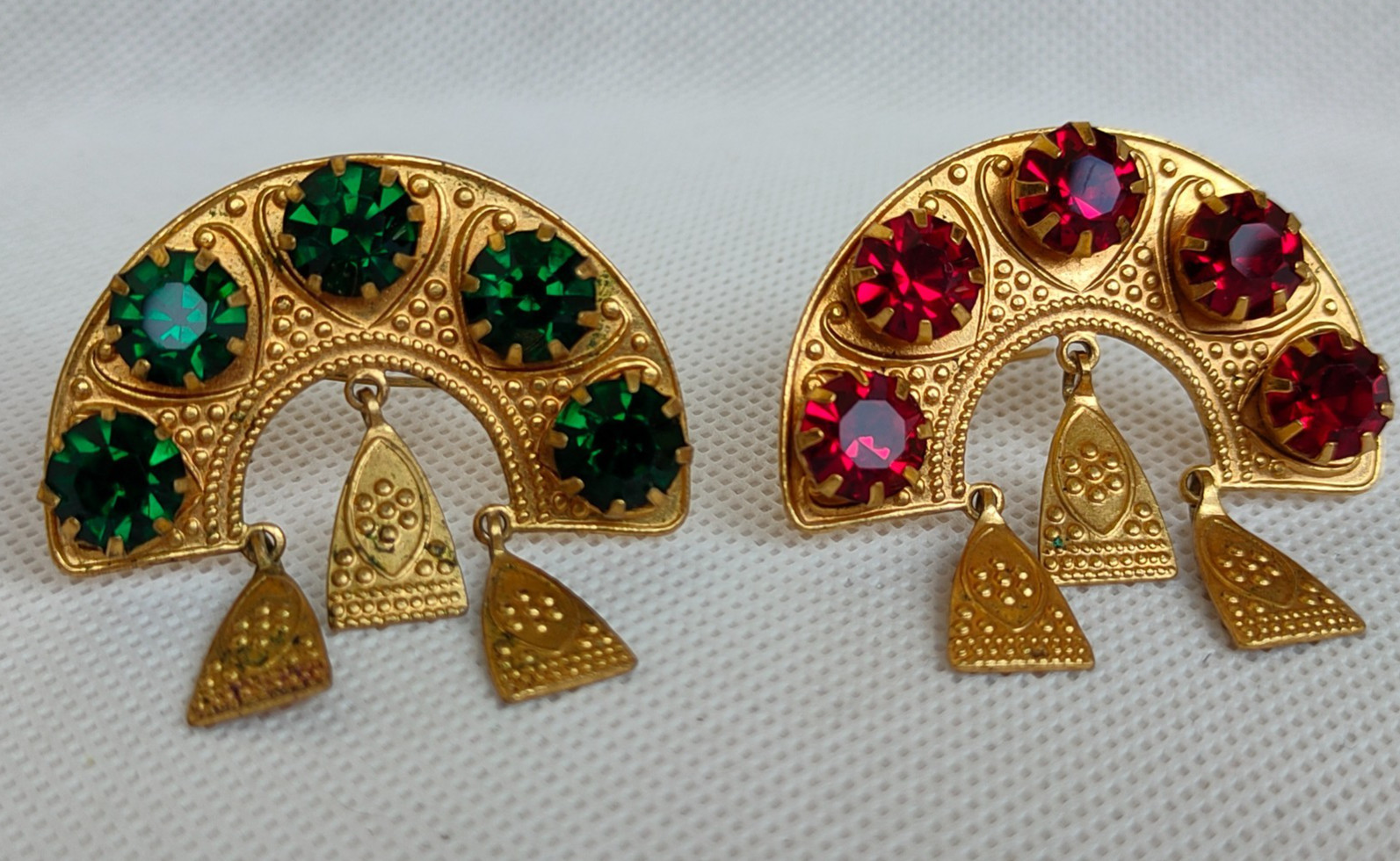 Vintage set of Soviet Czechoslovakian brooches with stones, 2 pcs. USSR.