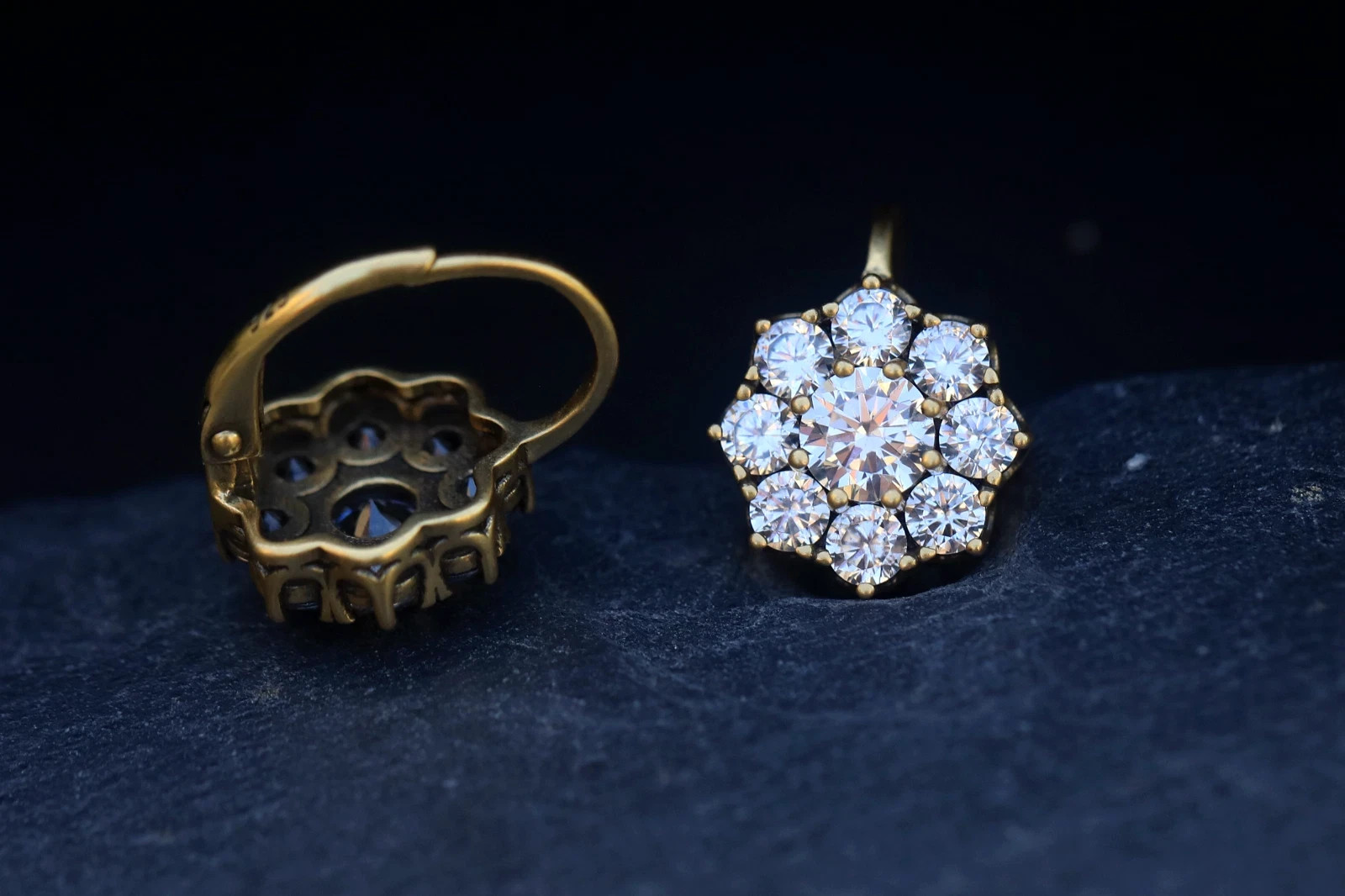 Art Deco 1.20Ct Round Lab Created Diamond 14K Gold Finish Drop/Dangle Earrings