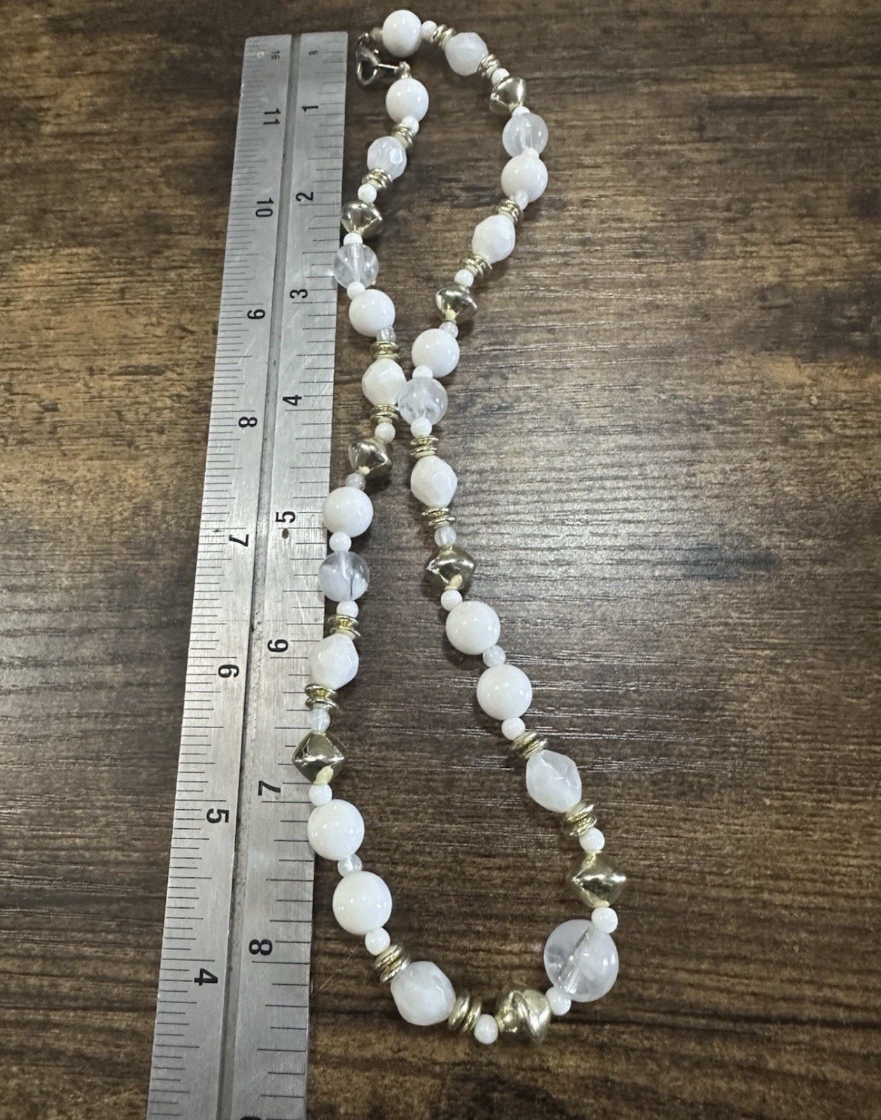 Vintage White Beaded Necklace Lot Faux Pearl Milk Glass Style 5 Pc