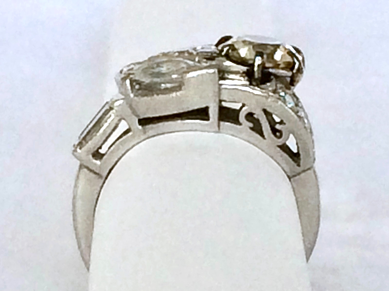 Estate Platinum Floral Burst Diamond Cluster Ring Simulated Center Stone