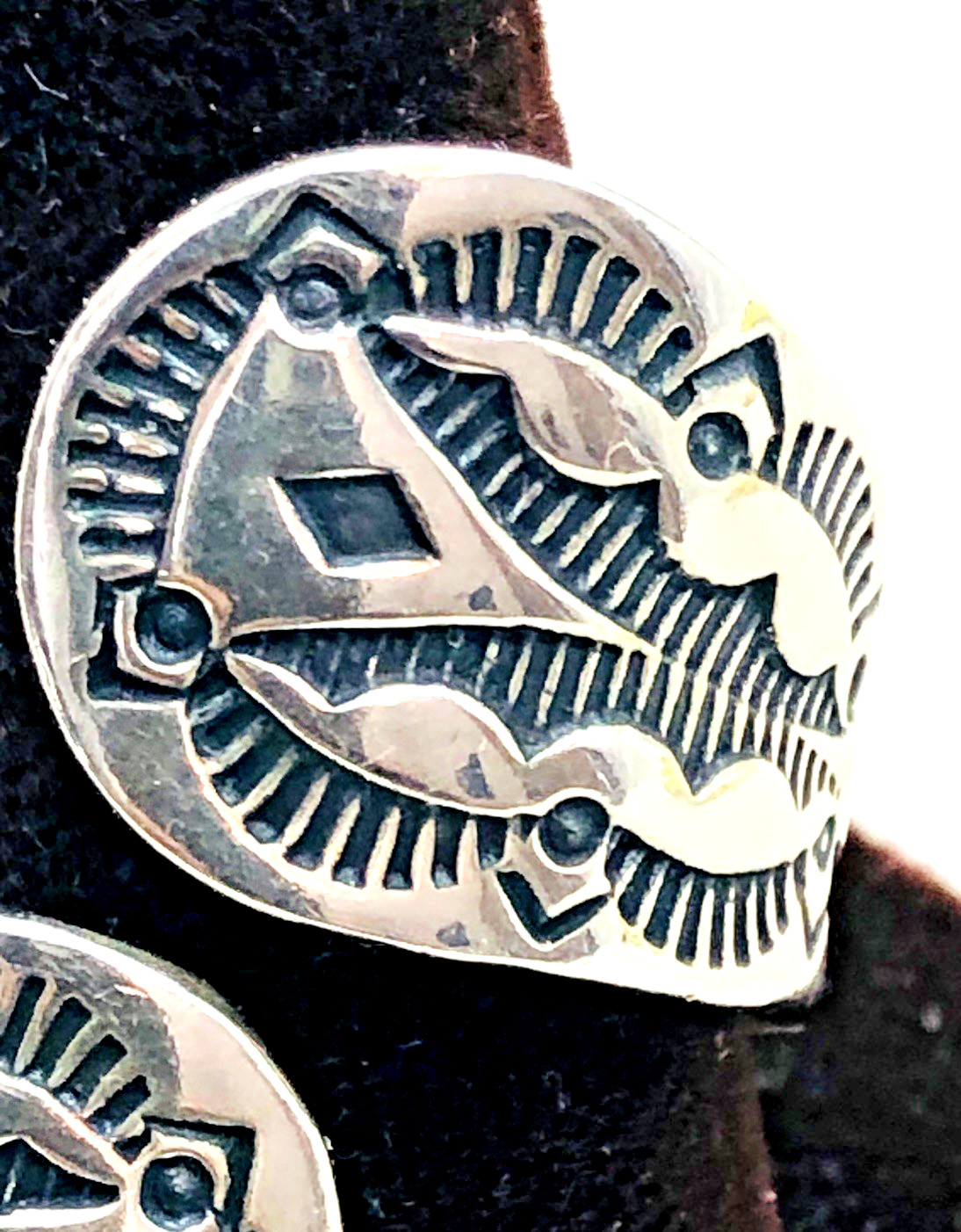 Vtg.Sterling Silver Wrap Ring Sz.11.5 Southwest Stamped Design Carolyn Pollack?