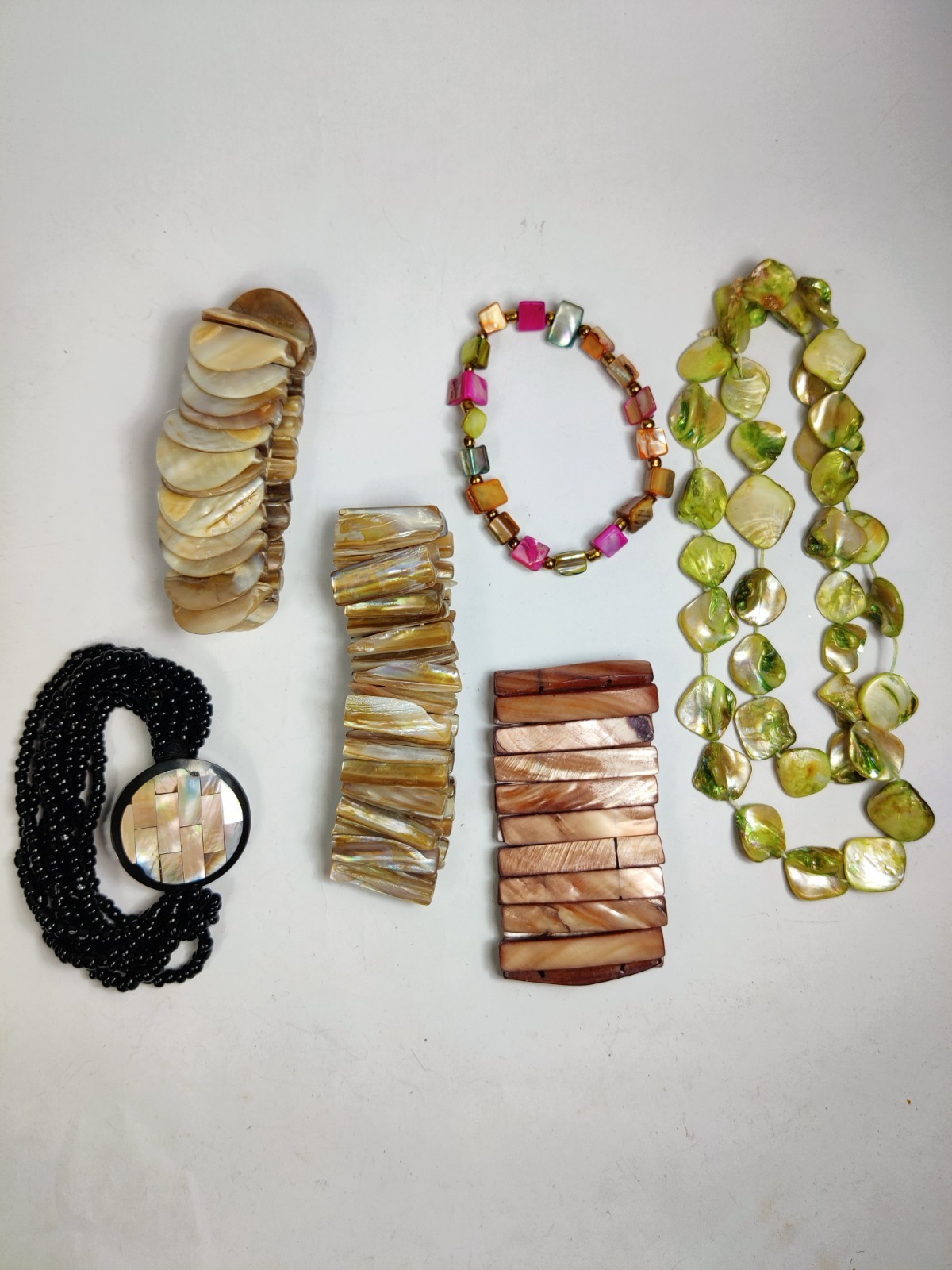 Vintage Mother of Pearl & Sea Shell Jewelry Lot | Natural Beach Necklace Set