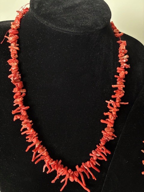Salmon Color Graduated Branch Coral (2) Strands (no clasp) total weight 72gm