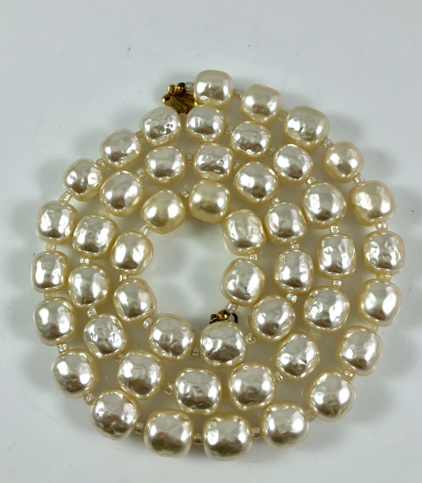 Vintage Miriam Haskell Large Size Heavy Baroque Pearl Single Strand Necklace