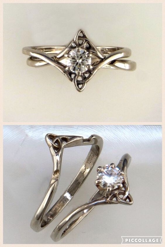 Vintage Art Deco Lab Created Diamond Wedding Ring Set In 925 Sterling Sliver