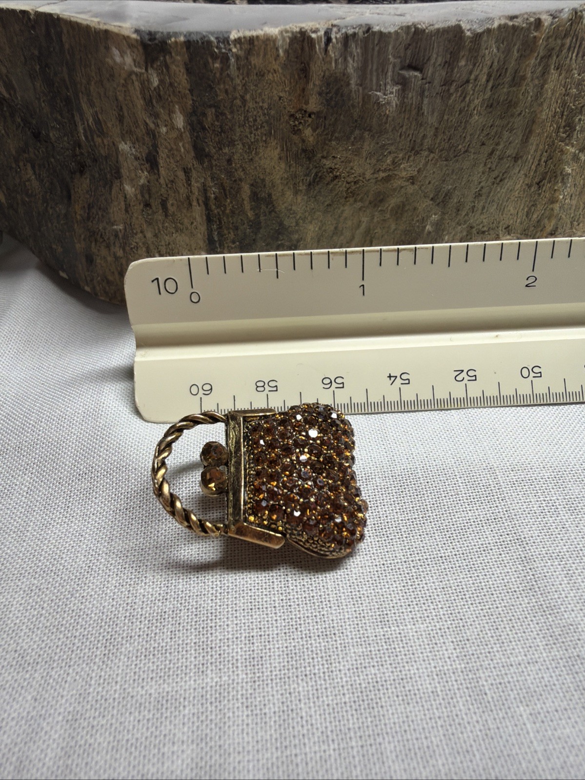 Vintage Enamel Brooch | Pin Purse Rhinestone Topaz Color Petite