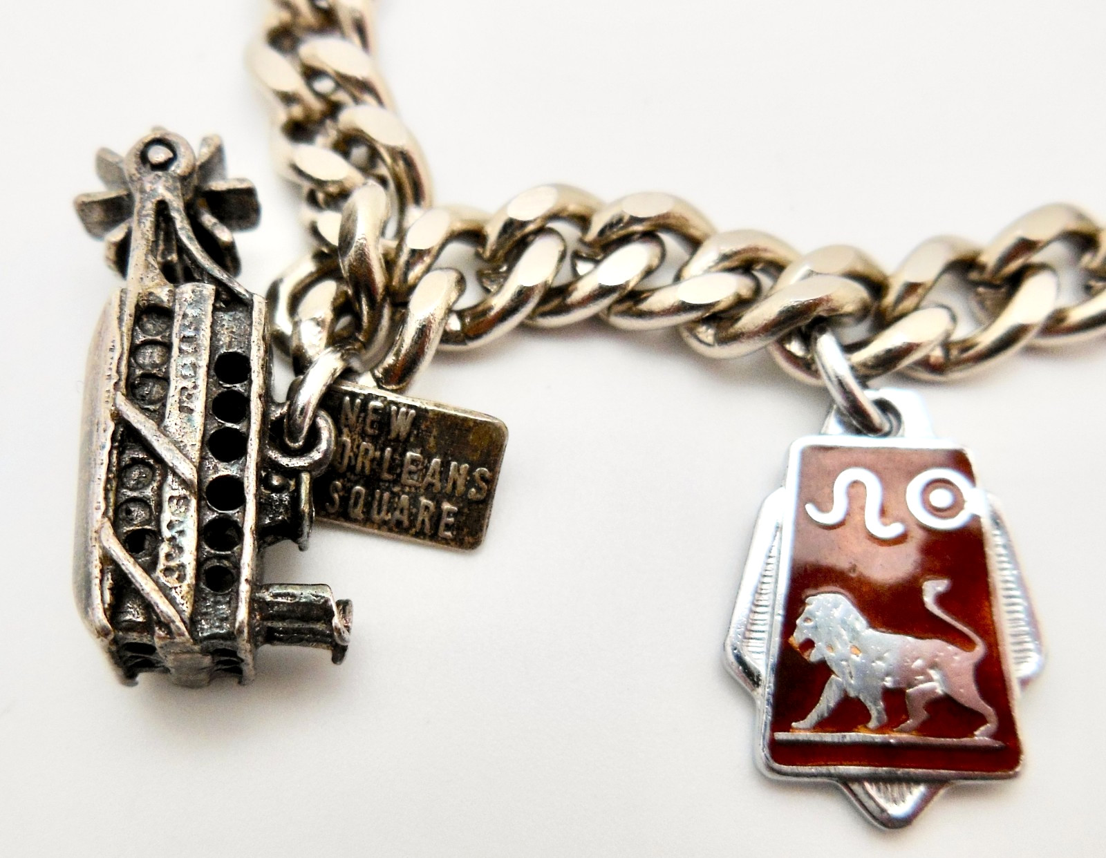 Vintage Sterling Silver State Travel Souvenir Charms 6.5″ Bracelet 28g