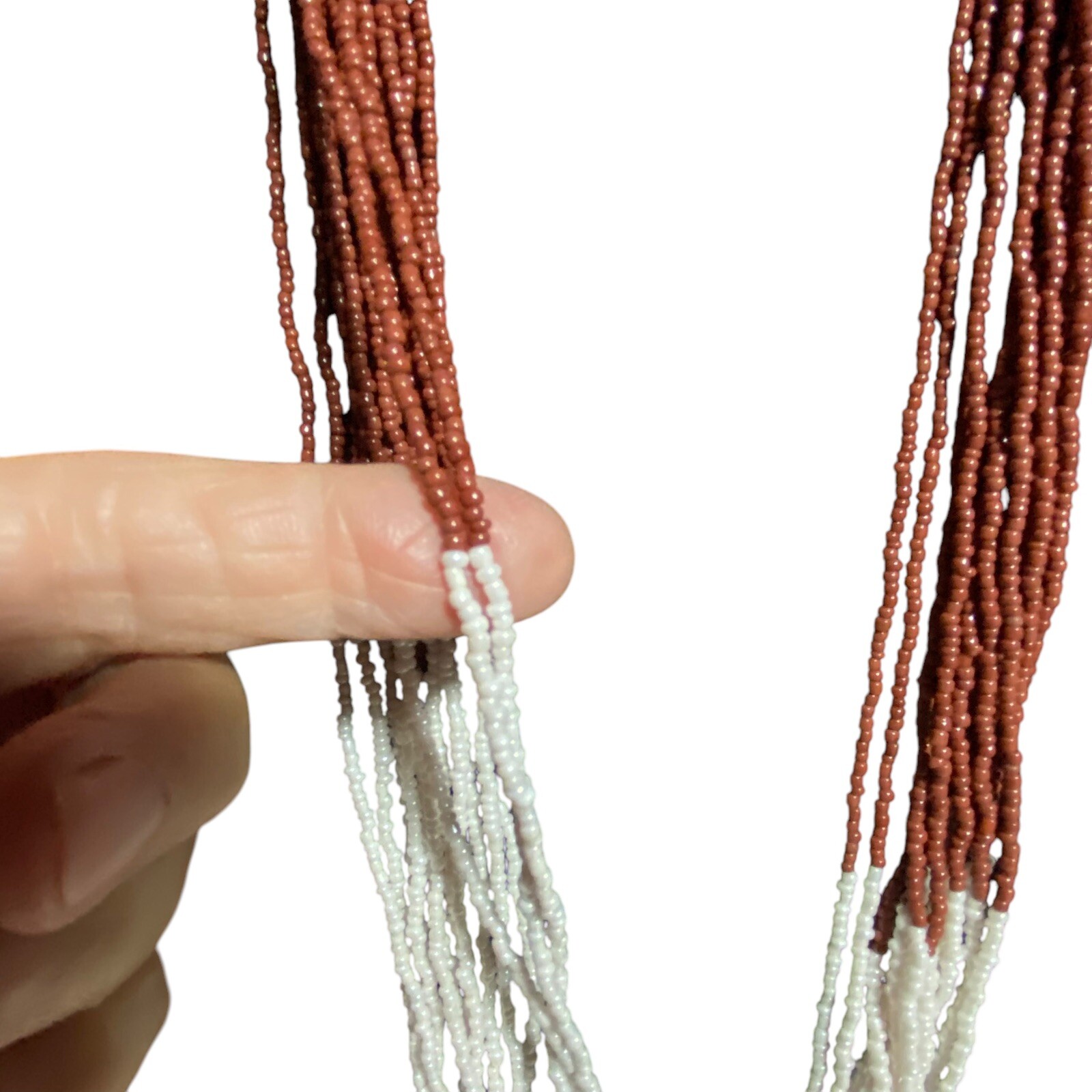 Elegant 30” Mocha Brown Seed Bead Necklace Multi-Strand Boho Layered Jewelry