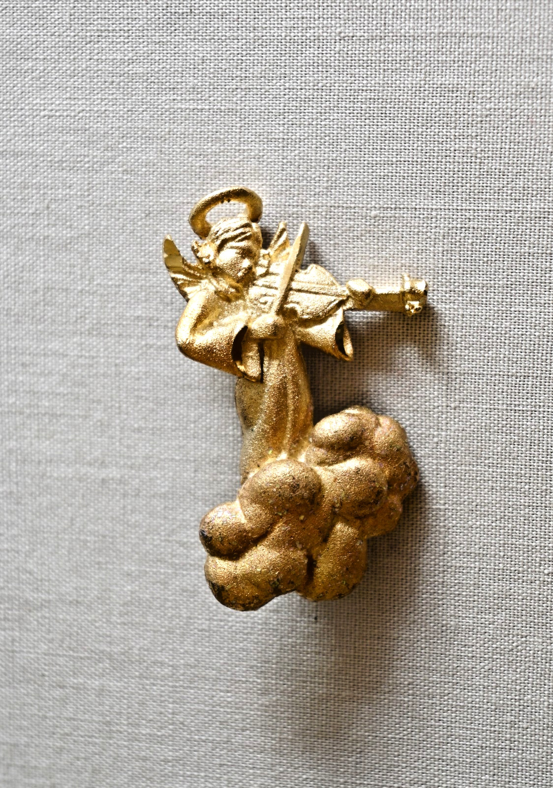 Vintage Guardian Angel Playing Violin on a Sparkly Cloud in Heaven Brooch Pin