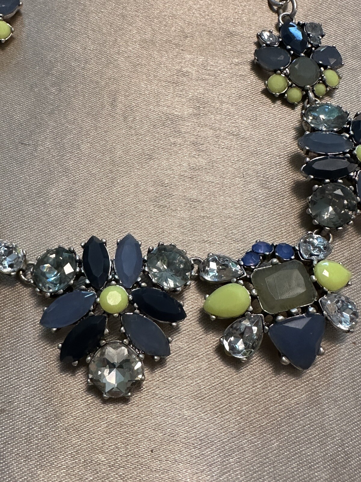18” STELLA &DOT BLUE & GREEN RHINESTONE NECKLACE – COSTUME JEWELRY